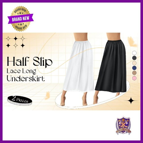 Satin Half Slip with Lace Trim for Under Dresses, Multiple Sizes Available - Picture 8 of 8